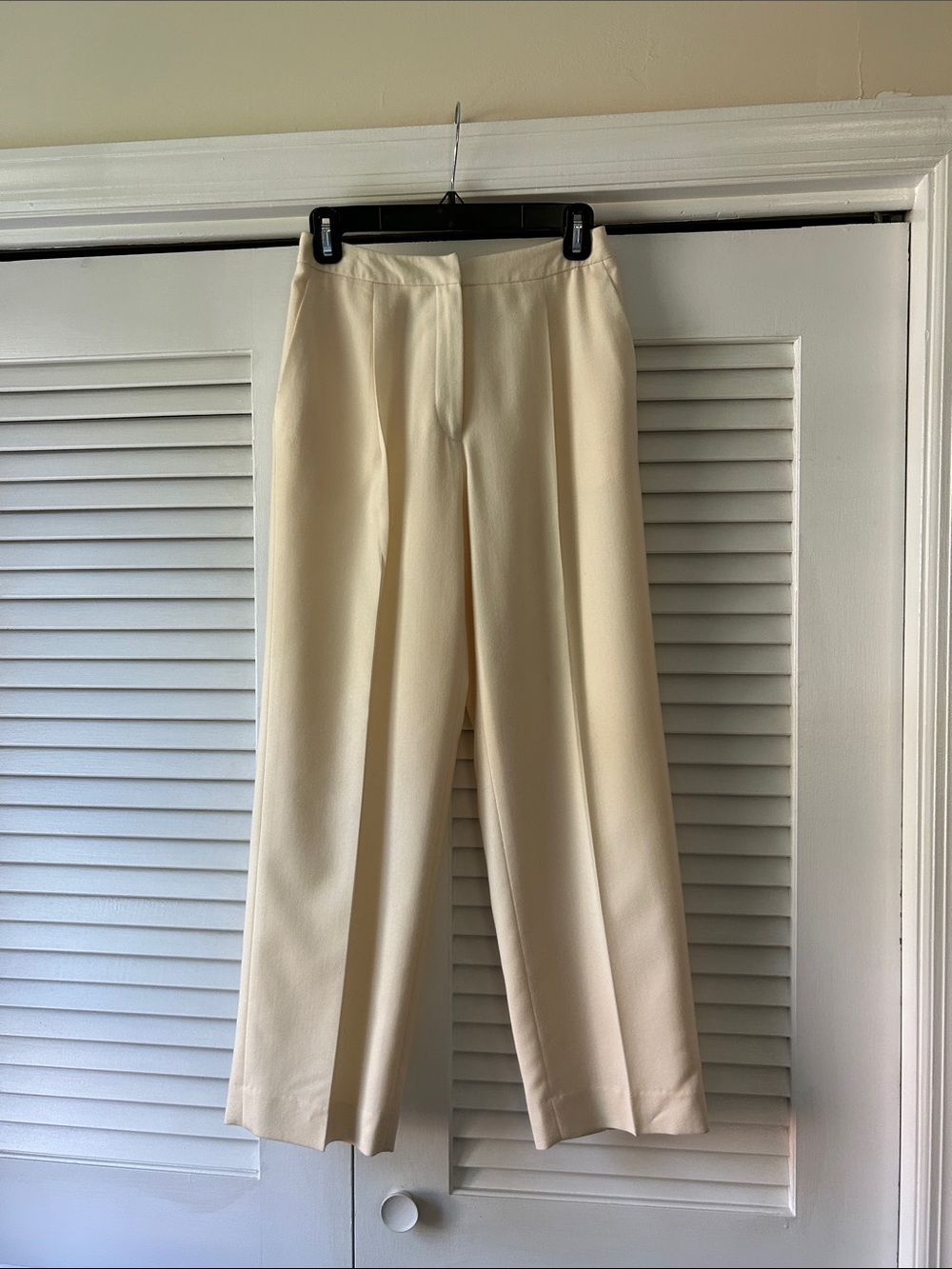 Talbots Cream Wide-Leg Wool Trousers